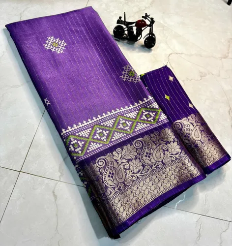 Premium Rekko Silk Jacuard Border Saree With Blouse